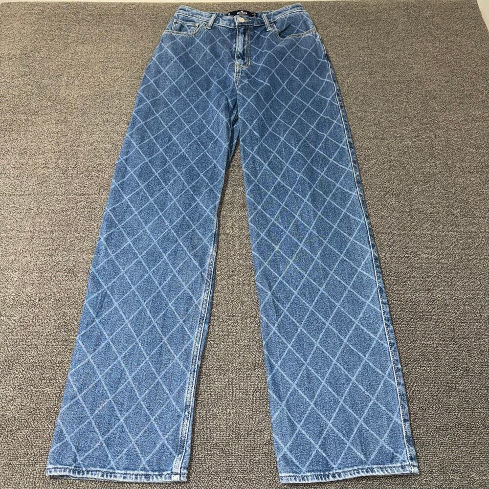 Hollister Co Ultra High-Rise Dad Jean Women's 1R/25 Blue Bleach Diamond Baggy
